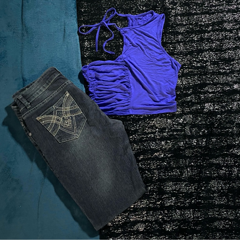 Blue halter top
